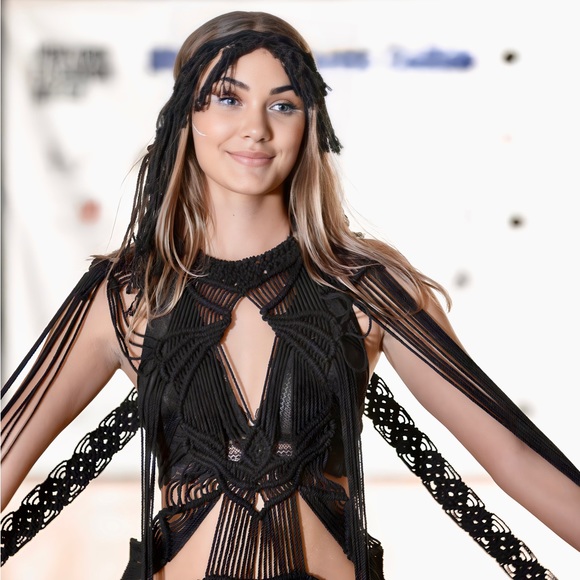 Handmade Macrame Crochet Goth Dress Festival Burning Man - Picture 12 of 17